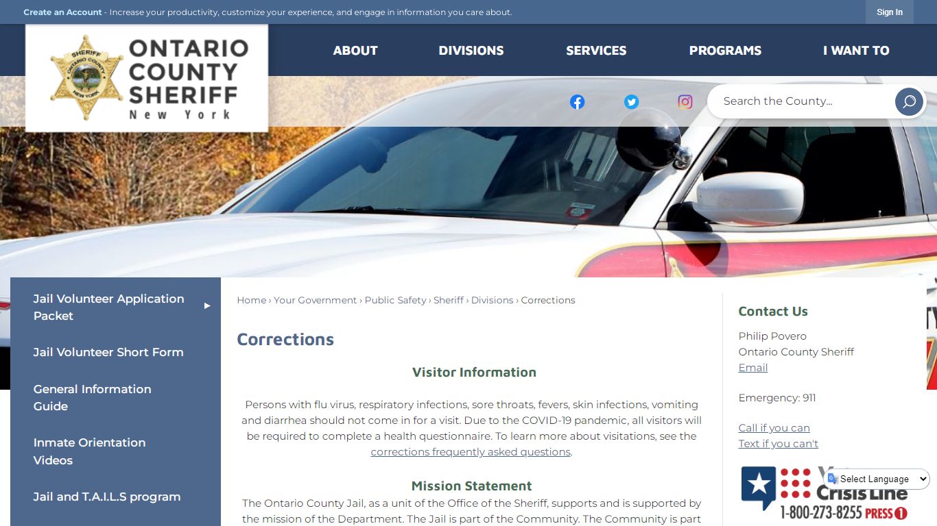 Corrections | Ontario County, NY - Official Website